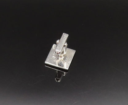SWANK 925 Silver  Vintage Two Tone Fleur De Lis Shiny Square Cufflinks  TR3357