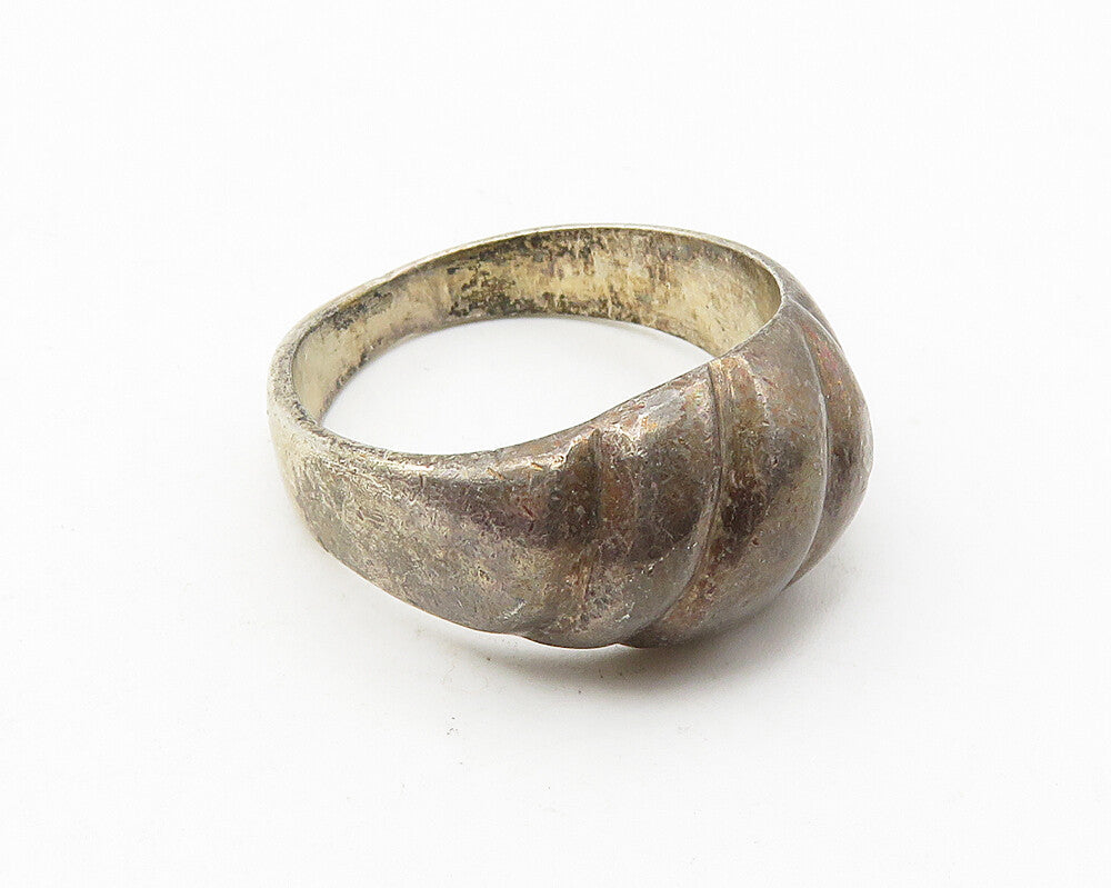 MEXICO 925 Sterling Silver  Vintage Dark Tone Dome Band Ring Sz 9  RG10578