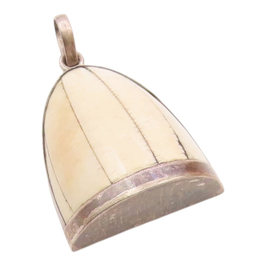 925 Sterling Silver  Vintage Hollow Bell Shaped Dome Pendant  PT14334