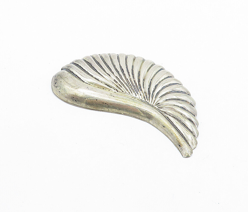 925 Sterling Silver  Vintage Dark Tone Fluted Wing Design Brooch Pin  BP2538