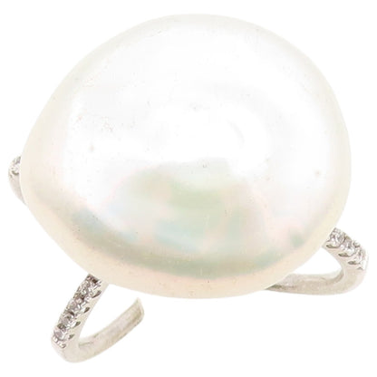 925 Sterling Silver Vintage Ring Modernist Pearl Split Shank  Sz 6.5  RG36744