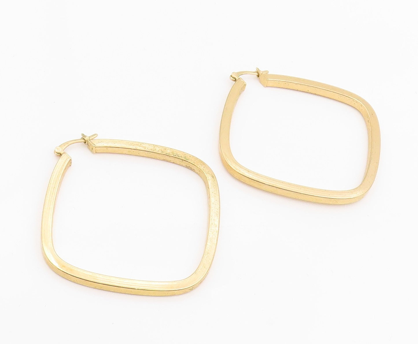 925 Sterling Silver Vintage Earrings Gold Plated Modernist Square Hoop  EG14247