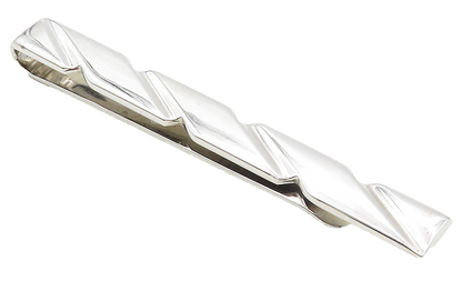 SWANK 925 Sterling Silver  Shiny Diamond Shape Pattern Tie Clip   TR1672