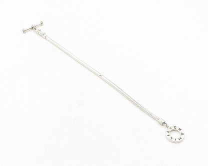 CHAM 925 Sterling Silver  Shiny Stamped Circle Snake Chain Bracelet  BT4702