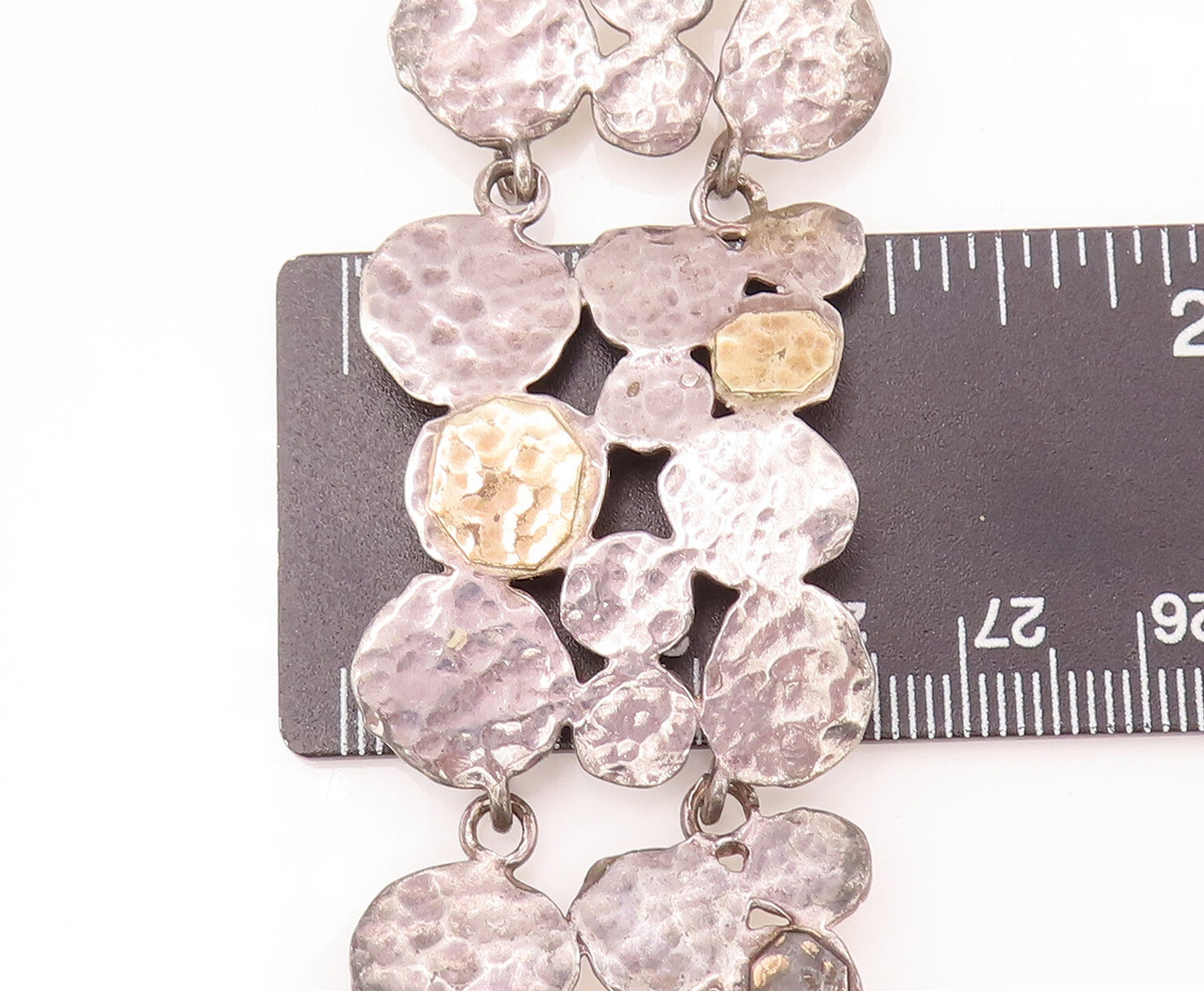 14K GOLD & 925 Sterling Silver  Vintage Soap Bubble Effect Bracelet  BT9873