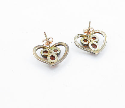 925 Sterling Silver  Vintage Petite Amber Love Heart Drop Earrings  EG2768
