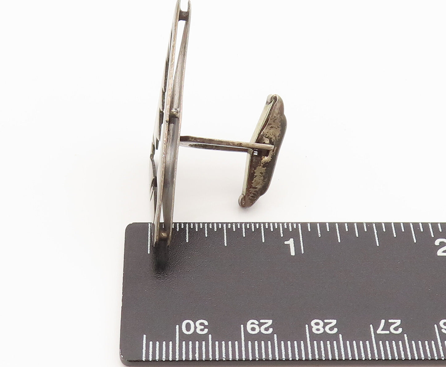 MEXICO 925 Silver  Vintage Carved Flying Bird Triangle Solid Cuff Links TR3603