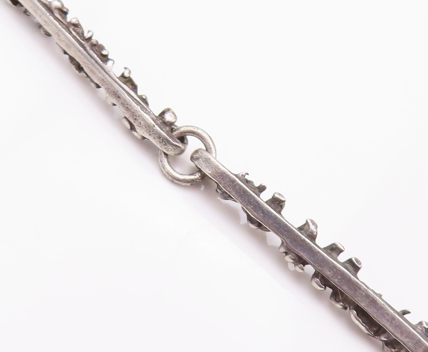 925 Sterling Silver Vintage Necklace Brutalist Tree Branch Carved  NE4267
