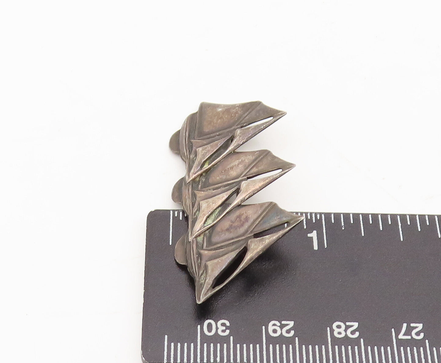 925 Sterling Silver Vintage Brooch Pin Carved Three Linked Sailor Boat  BP10554