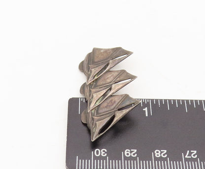 925 Sterling Silver Vintage Brooch Pin Carved Three Linked Sailor Boat  BP10554