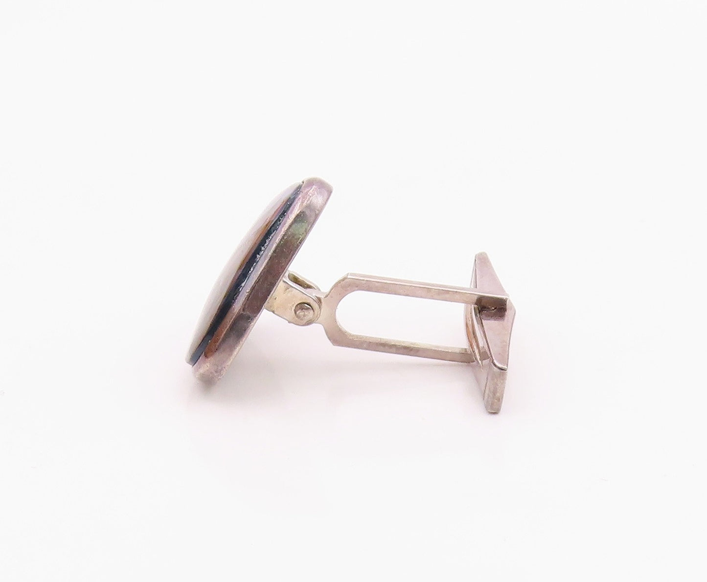DESIGNER 925 Sterling Silver Vintage Triangular Abalone Cufflinks TR3282