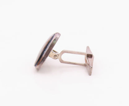 DESIGNER 925 Sterling Silver Vintage Triangular Abalone Cufflinks TR3282