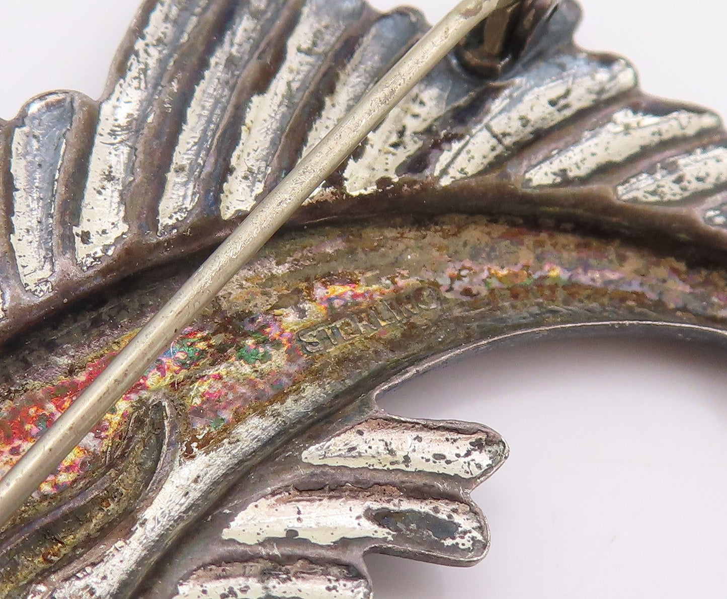 925 Sterling Silver Vintage Brooch Pin Carved Nautical Swordfish Figure  BP12457