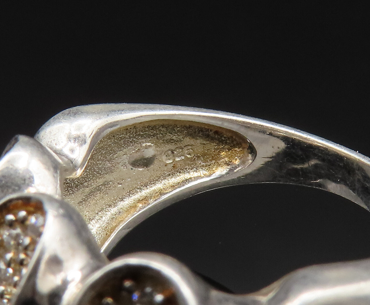 925 Sterling Silver  Vintage Cubic Zirconia Concave Wave Ring Sz 7  RG25000