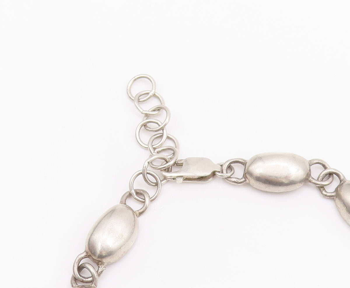 925 Sterling Silver Vintage Necklace Solid Oval Multi Shape Domed Linked  NE4291