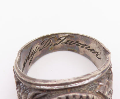 925 Sterling Silver Vintage Ring CZ Fairleigh Dickinson Class  Sz 9.5  RG36800