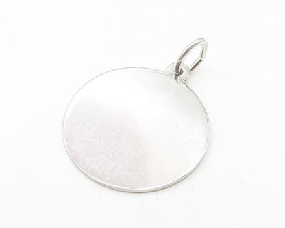 925 Sterling Silver  Shiny Etched Action Aerobics Round Drop Pendant  PT8936