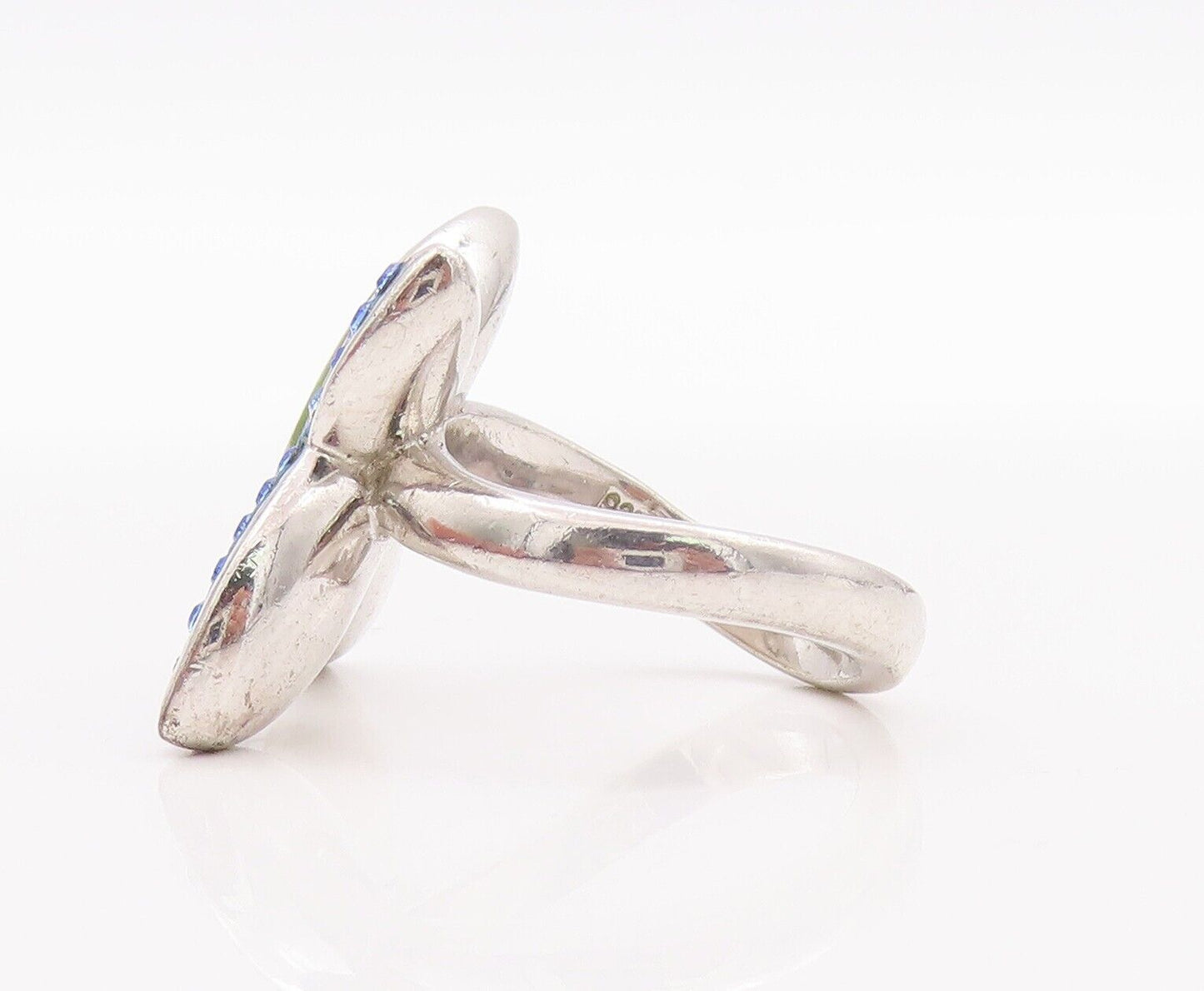 925 Sterling Silver Vintage Ring Solid Rhinestone Inlay Butterfly  Sz 7  RG28565