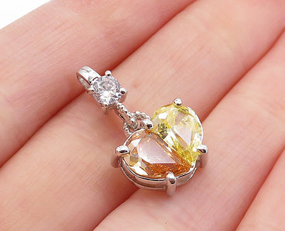 925 Sterling Silver Multi Color Cubic Zirconia Love Heart Pendant PT5071