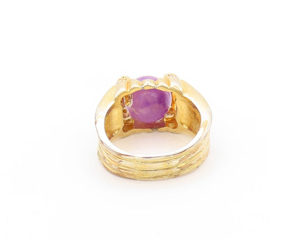 925 Sterling Silver Vintage Ring Gold Plated Designer Amethyst CZ  Sz 9  RG32818