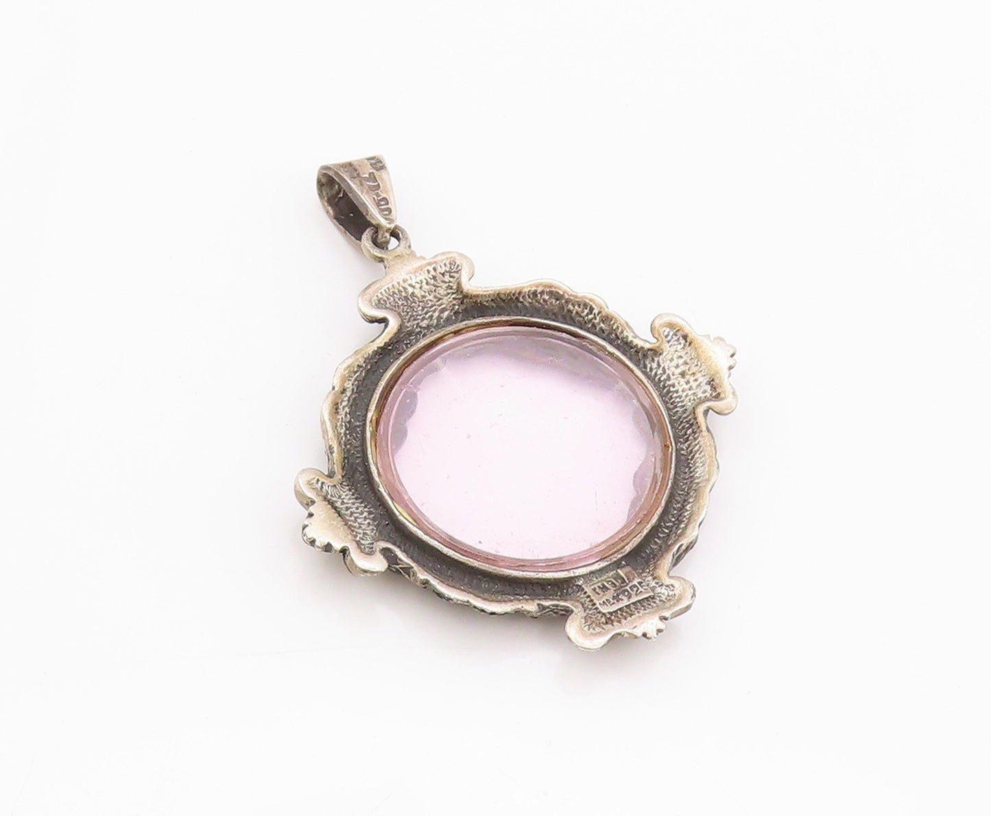 925 Sterling Silver Vintage Pendant Antique Dark Tone Floral Frame  PT24084