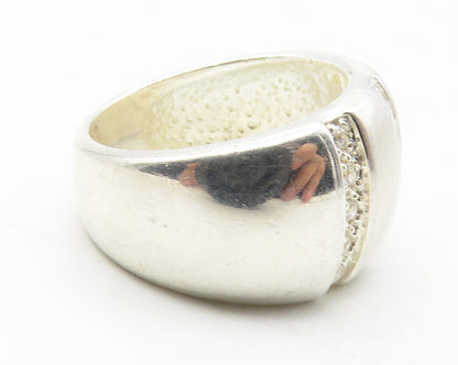 925 Sterling Silver  Vintage Topaz Pattern Shiny Matte Band Ring Sz 5  RG11482
