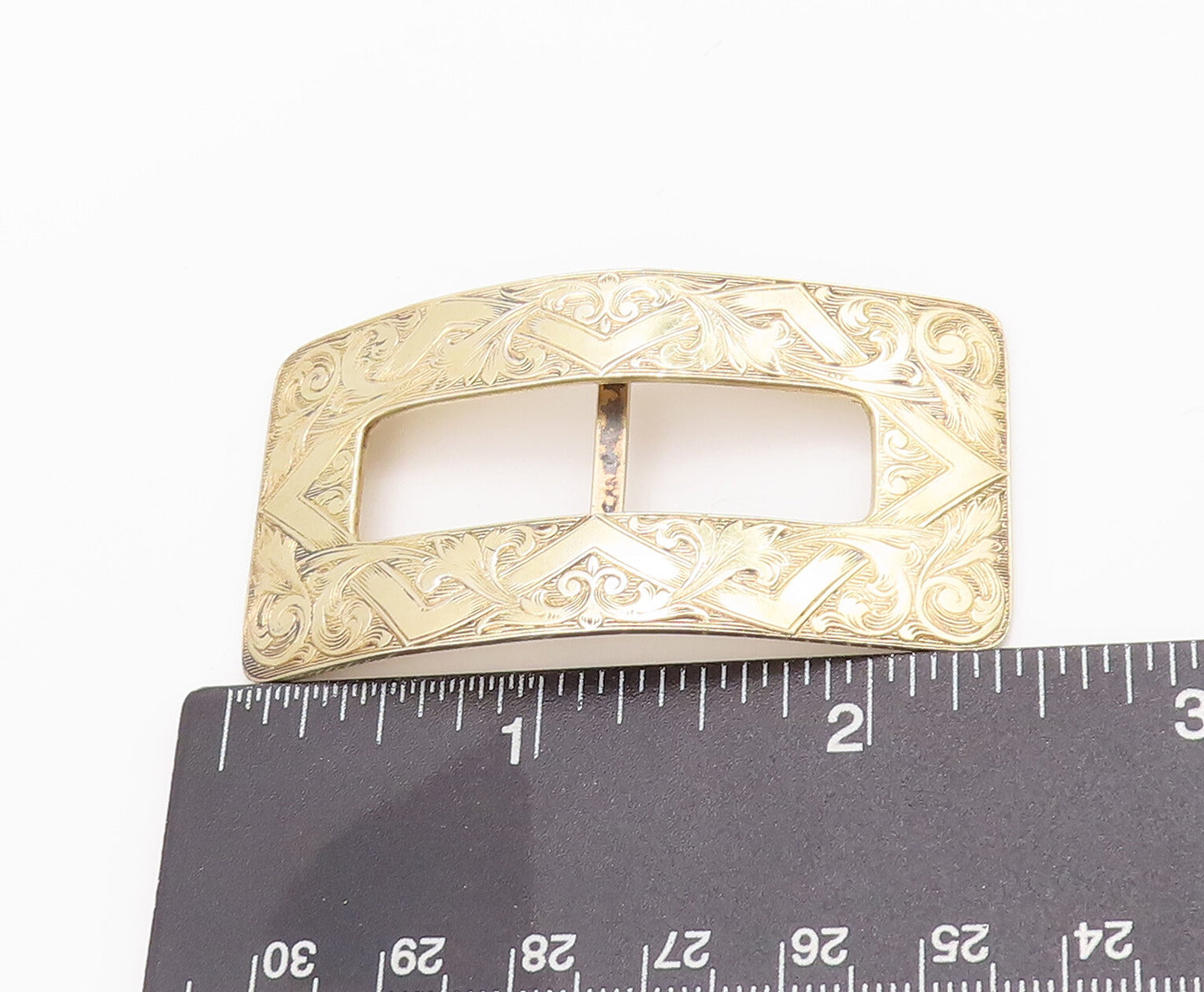 925 Sterling Silver Vintage Cloth Pin 1913 Antique Gold Plated Carved  TR3761