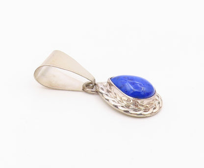 CAROL FELLEY 925 Silver  Vintage Lapis Lazuli Tear Drop Pendant  PT16902