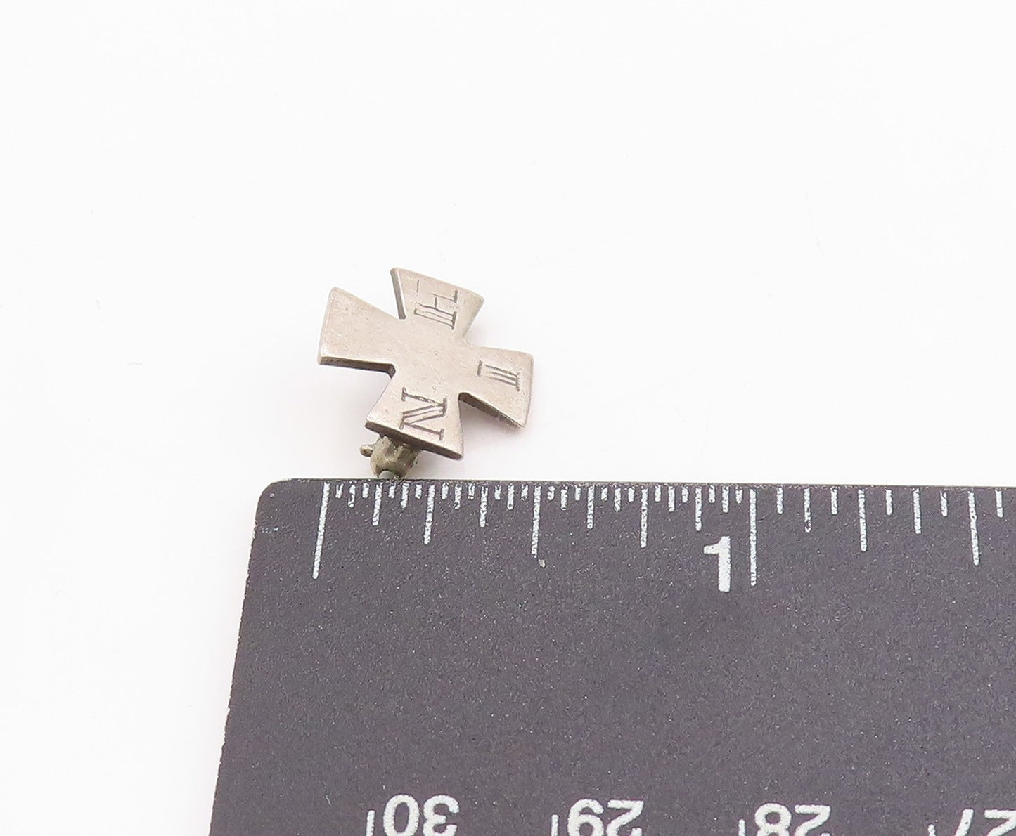 925 Sterling Silver Vintage Brooch 1886 Seal Maltese Cross IHS Charm Pin BP11824