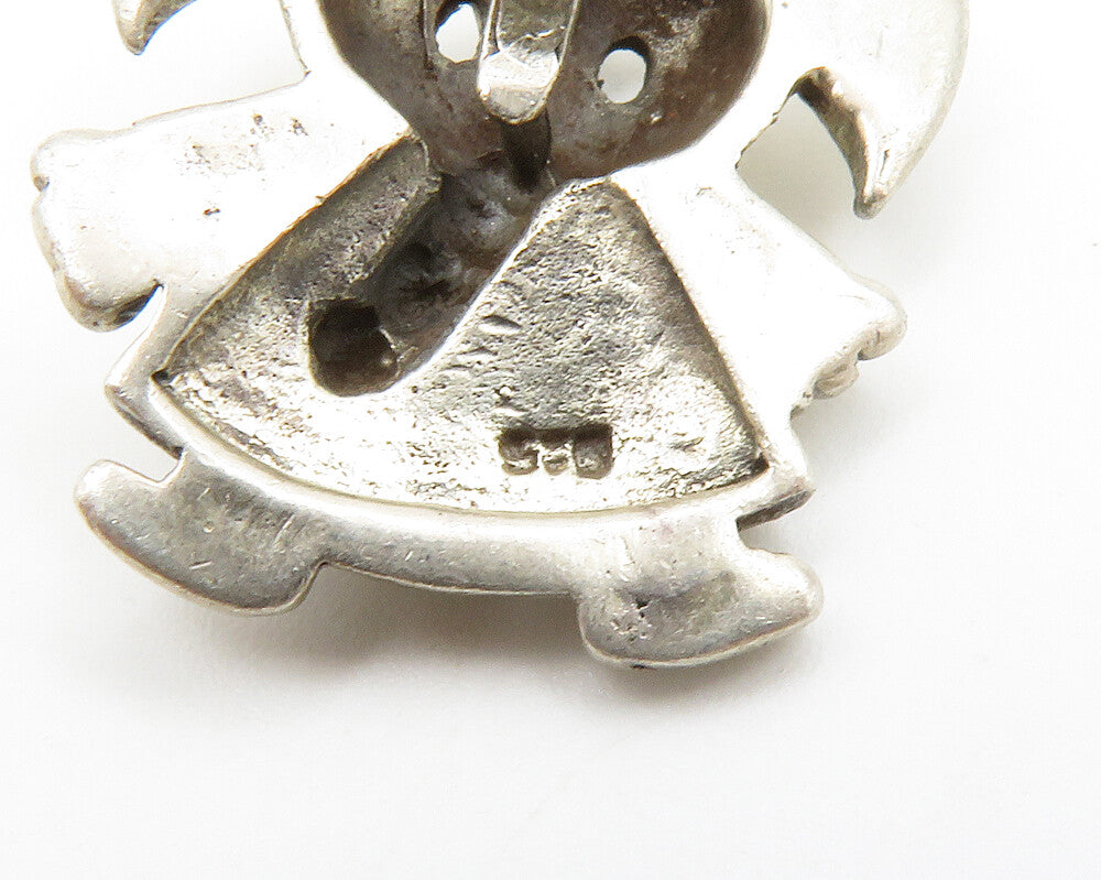 925 Sterling Silver  Vintage Elephant In Dress Cutout Smooth Pendant  PT10652
