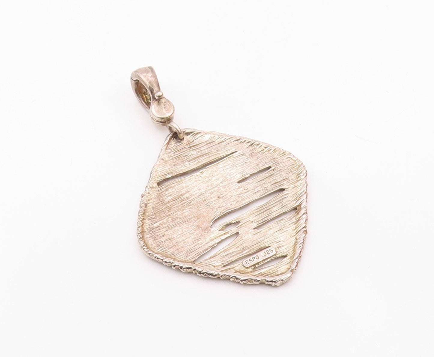 ESPO 925 Sterling Silver  Vintage Shiny Textured Drop Pendant  PT17864