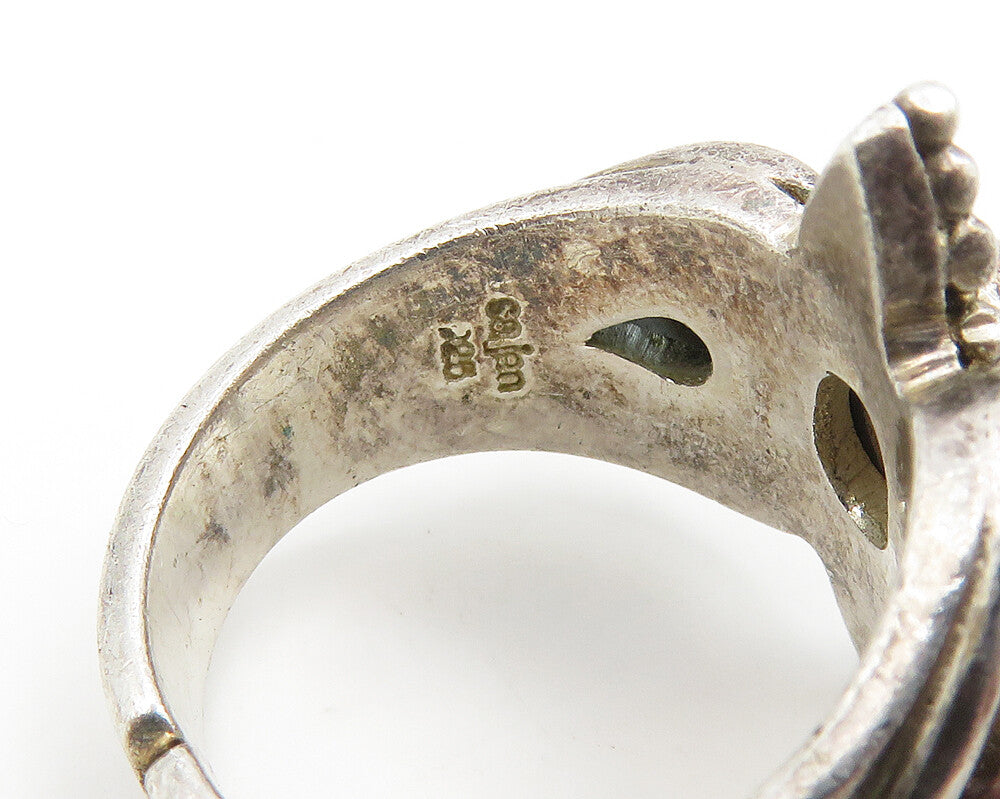 SAJEN 925 Silver  Vintage Druzy Stone & Blue Topaz Band Ring Sz 7  RG18575