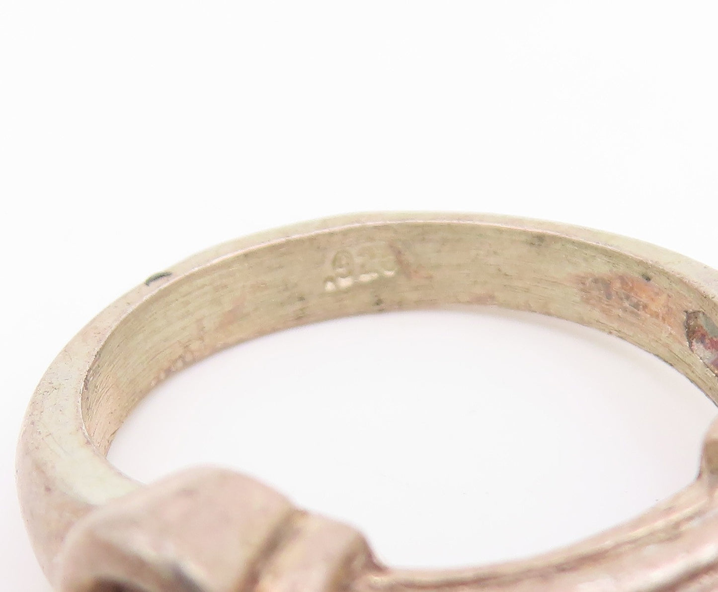 925 Sterling Silver Vintage Ring Carved Pillar Statement Band  Sz 7.5  RG34397