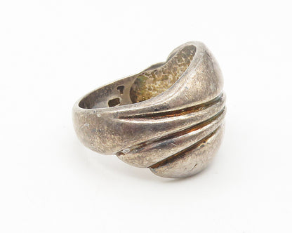 925 Sterling Silver  Vintage Dark Tone Fluted Design Band Ring Sz 7  RG11269