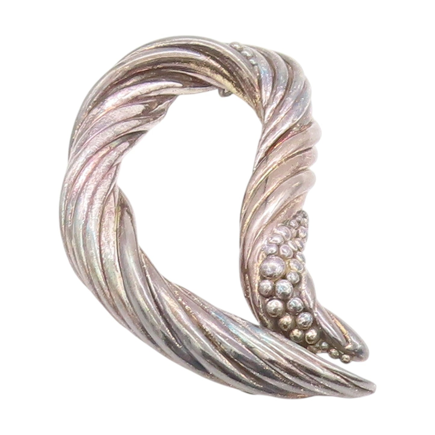 925 Sterling Silver Vintage Brooch Twisted Vermeil Grape Cluster Design  BP11855