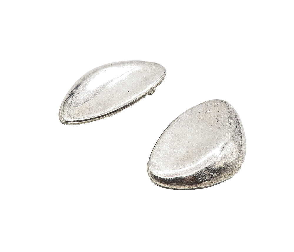 MEXICO 925 Sterling Silver Vintage Shiny Hollow Non Pierce Earrings EG3832