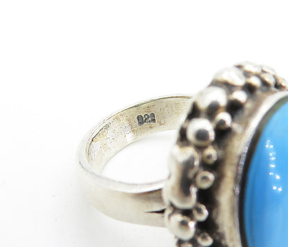 925 Sterling Silver  Vintage Turquoise Bubble Cocktail Ring Sz 6.5  RG7553