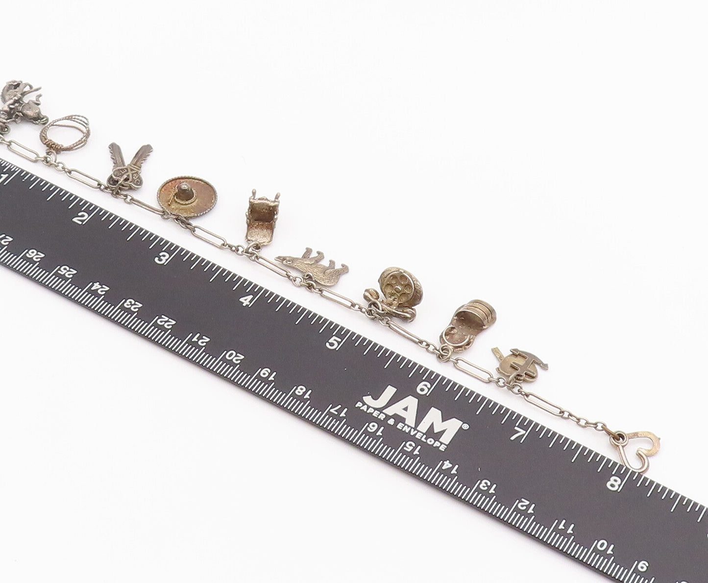 925 Sterling Silver Vintage Bracelet Wild West Old America Link Charm  BT10192