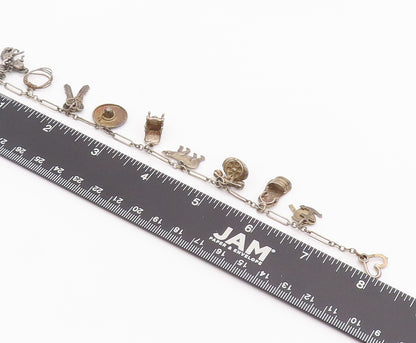 925 Sterling Silver Vintage Bracelet Wild West Old America Link Charm  BT10192