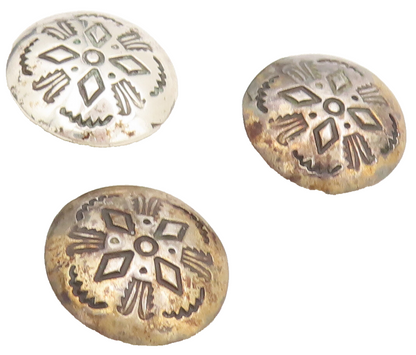 NAVAJO 925 Sterling Silver Vintage Carved Southwestern Button Cover TR3673