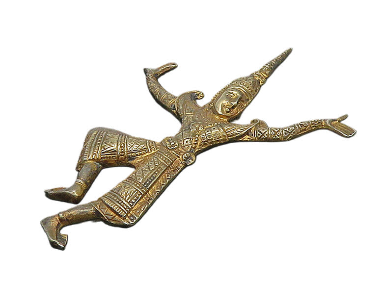 SIAM 925 Sterling Silver  Vintage Etched Detail Dancer Brooch Pin  BP6926