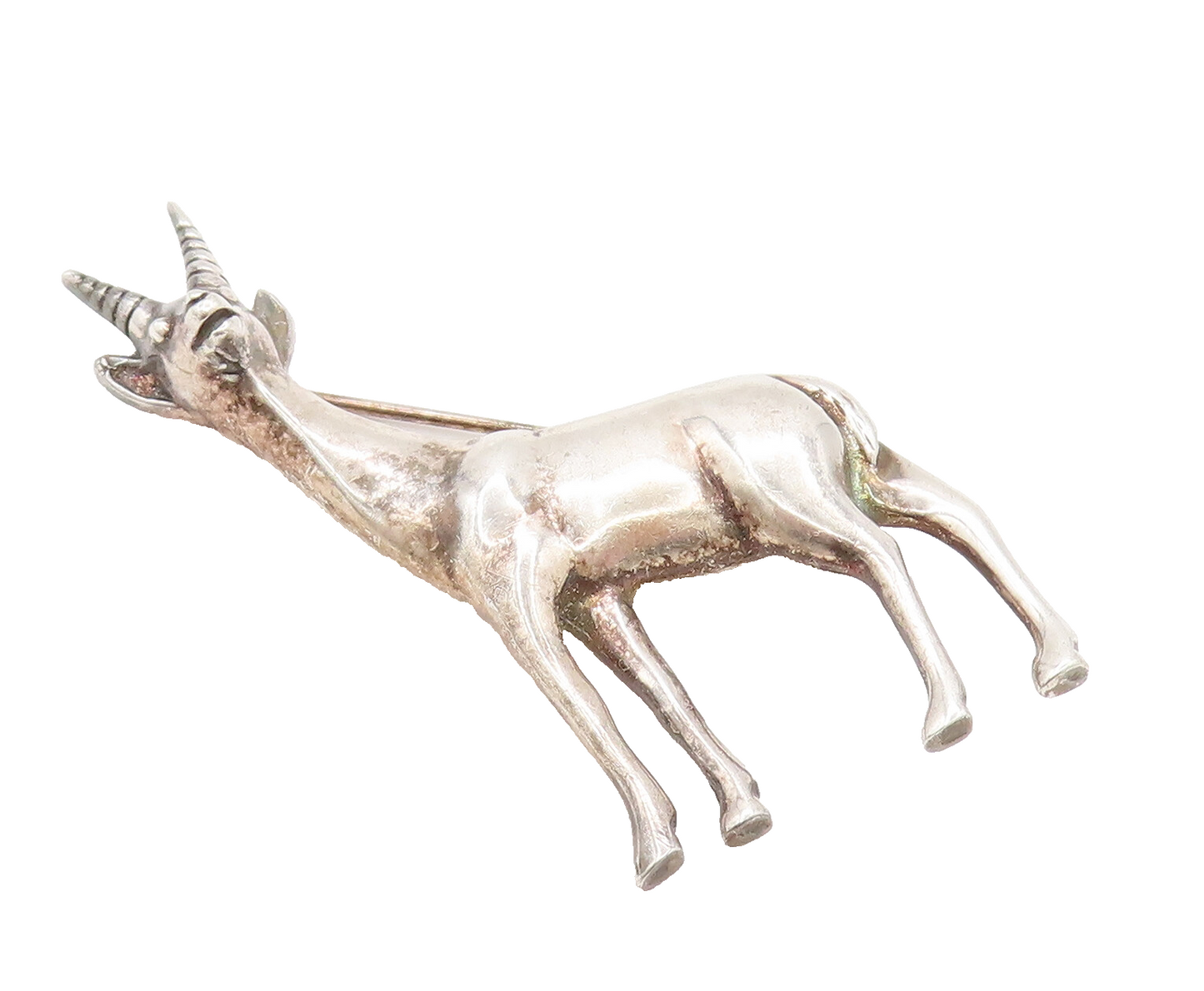 925 Sterling Silver  Vintage Minimalist Antelope Animal Brooch Pin  BP10108