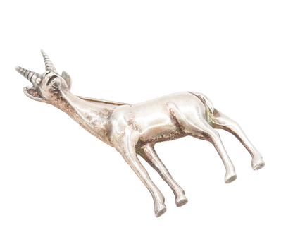 925 Sterling Silver  Vintage Minimalist Antelope Animal Brooch Pin  BP10108