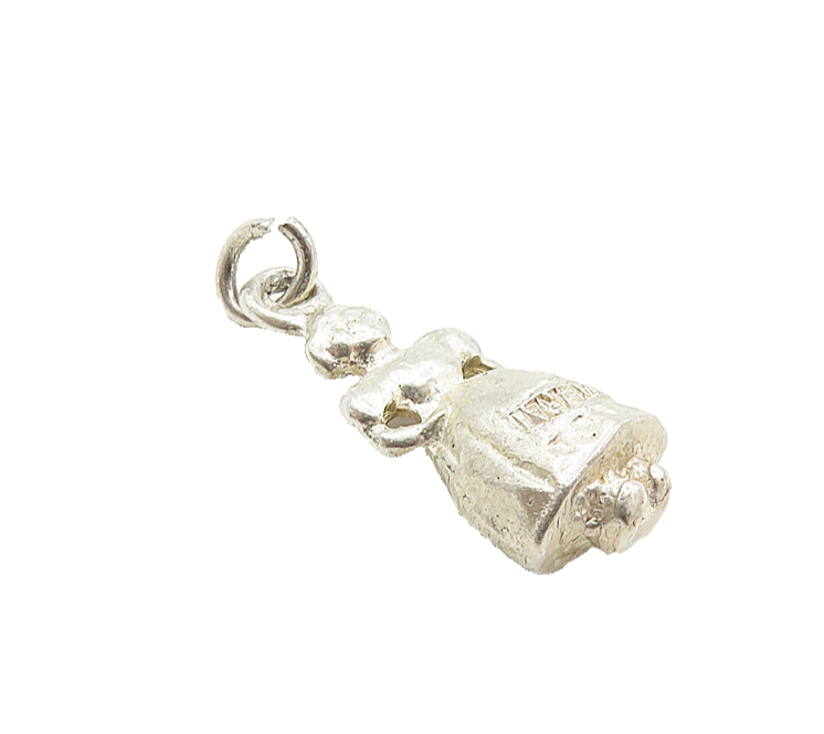 925 Sterling Silver  Vintage Petite Hollow Woman In Dress Drop Pendant  PT6862