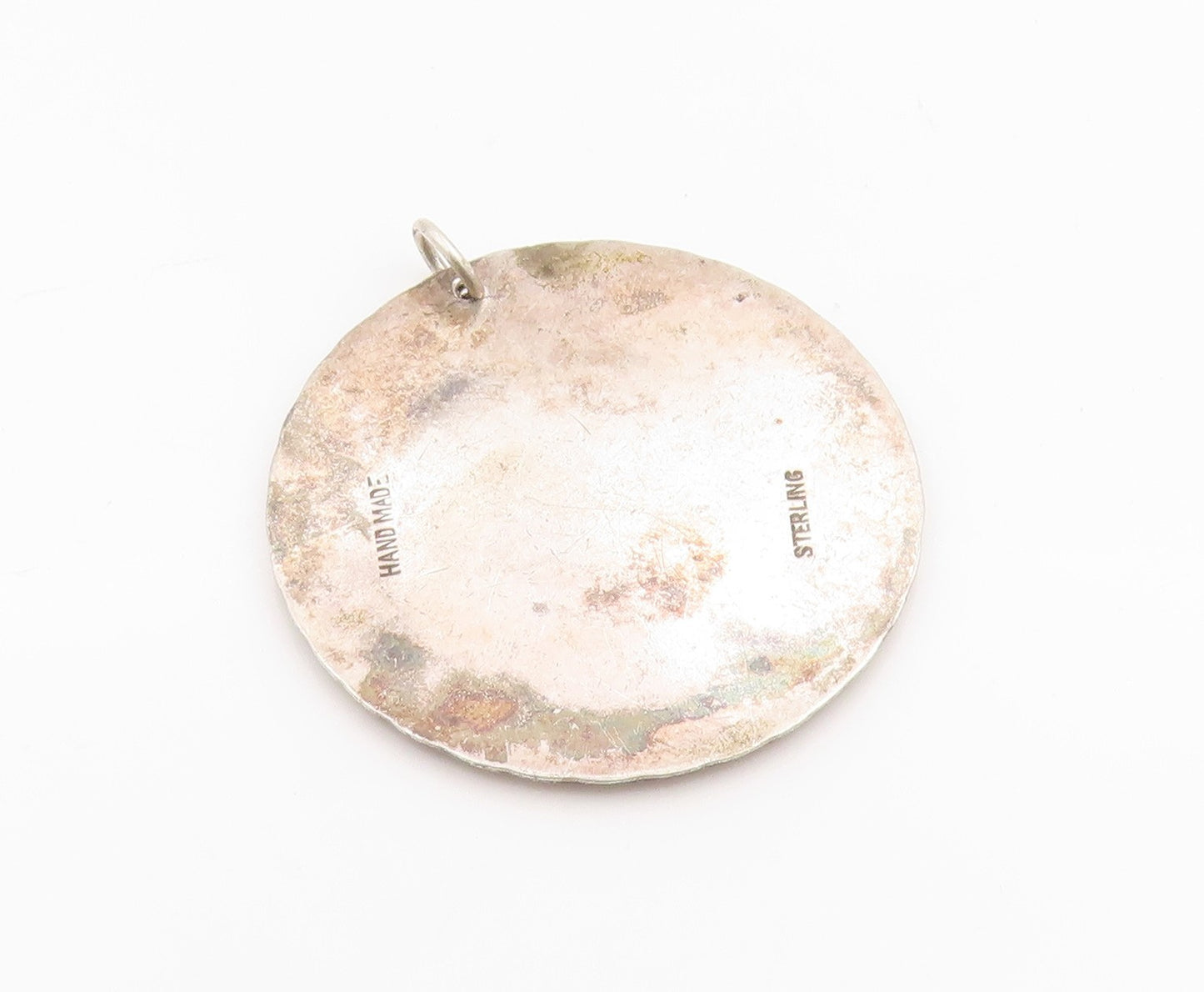 925 Sterling Silver Vintage Pendant Carved Reindeer & Pine Tree Medal  PT25474