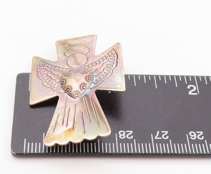 925 Sterling Silver Vintage Brooch CAROLYN POLLACK Angel Of Love Cross  BP11571