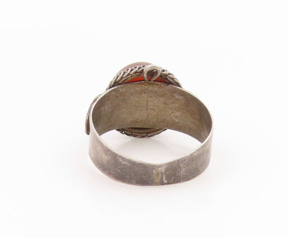 925 Sterling Silver Vintage Ring Classic Carnelian Statement Band  Sz 9  RG35780