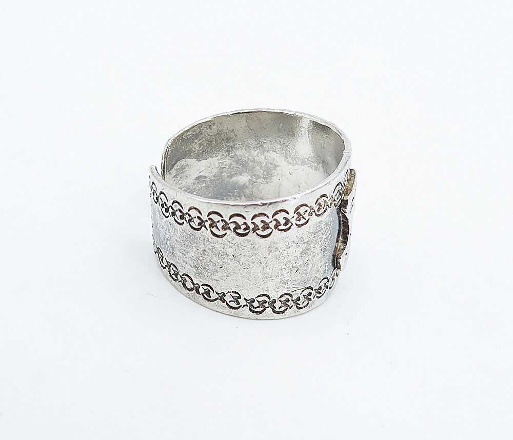 925 Sterling Silver  Vintage Woman Profile Tapered Band Ring Sz 9  RG4862