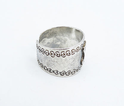 925 Sterling Silver  Vintage Woman Profile Tapered Band Ring Sz 9  RG4862