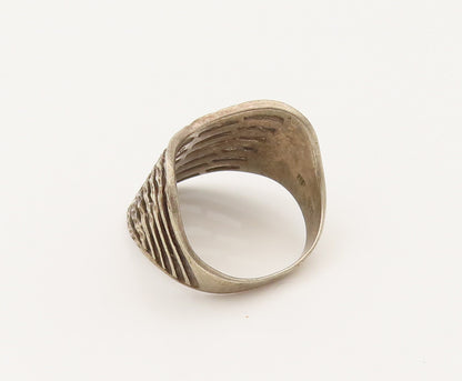 925 Sterling Silver  Vintage Hammered Open Row Curved Ring Sz 9.75  RG26423
